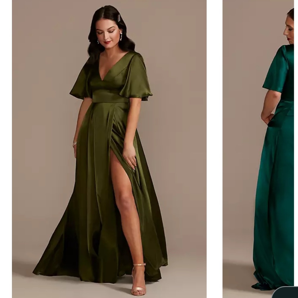 Charmeuse Flutter-Sleeve A-Line Dress